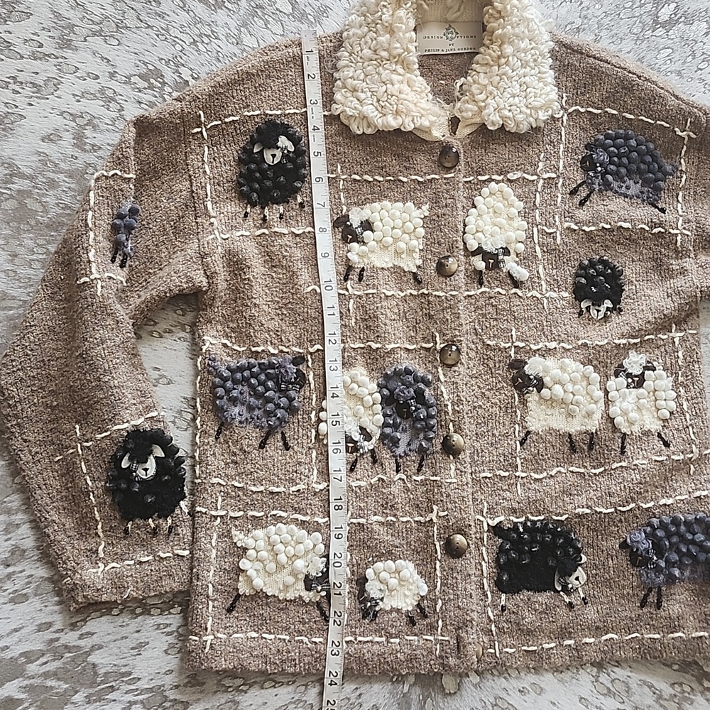 Vintage Design Options by Philip & Jane Gordon Sheep Cardigan SzM - Picture 6 of 8